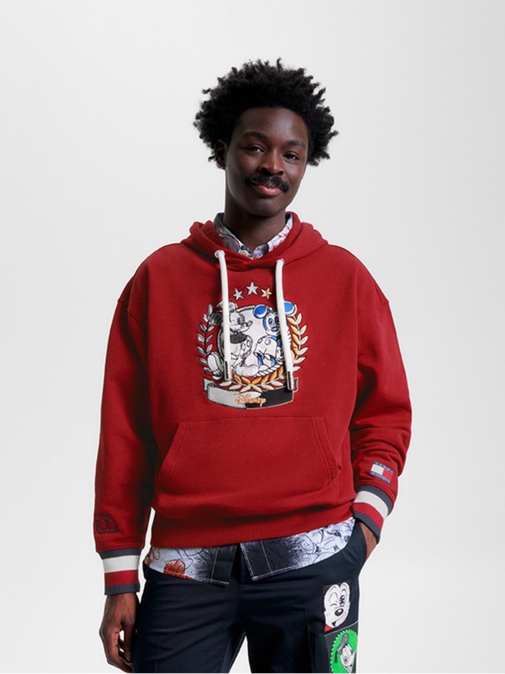 Tommy Hilfiger X Disney 100 Hoodie Pullover Sweatshirt Red